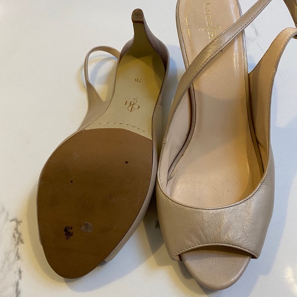 Cole Haan Beige Peep Toe Slingback Heels - Picture 4 of 4